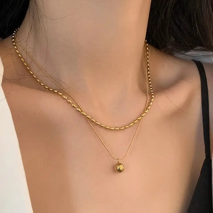 سنسال لؤلؤة الشمس مطلي بالذهب عيار 18