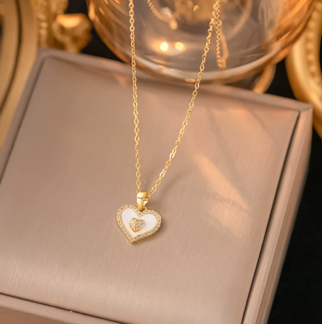 18k Gold Plated Lovera Heart Necklace سنسال قلب لوفيرا