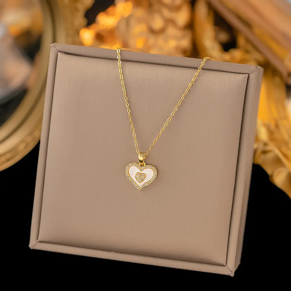 18k Gold Plated Lovera Heart Necklace سنسال قلب لوفيرا
