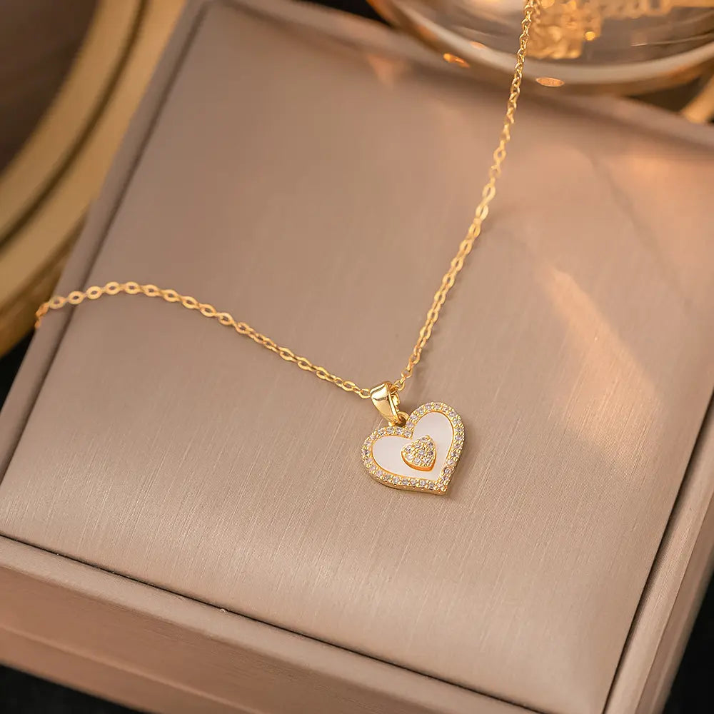 18k Gold Plated Lovera Heart Necklace سنسال قلب لوفيرا