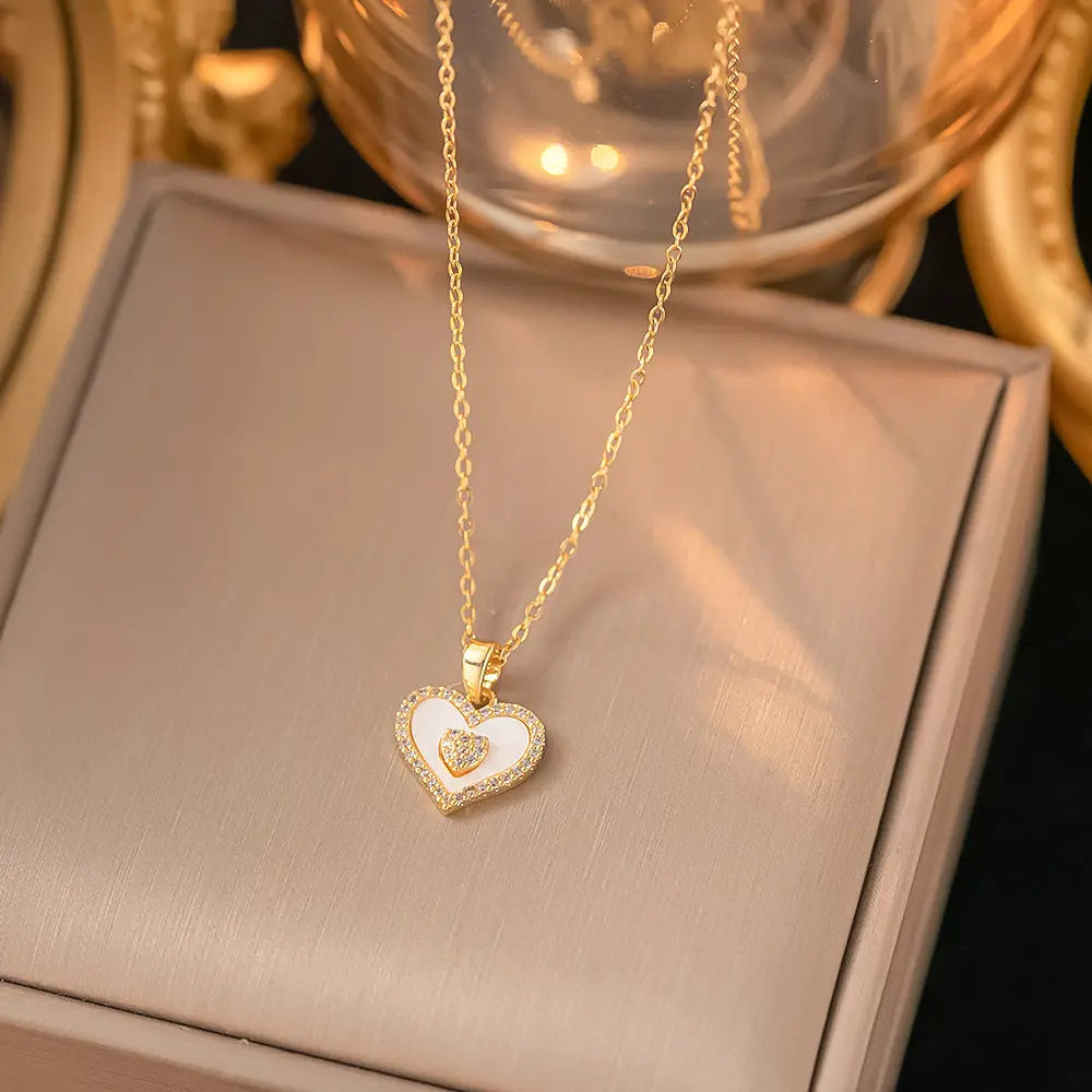 18k Gold Plated Lovera Heart Necklace سنسال قلب لوفيرا