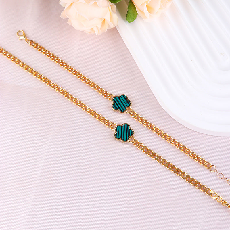 18k gold plated clover set طقم كلوفر سنسال + اسوارة