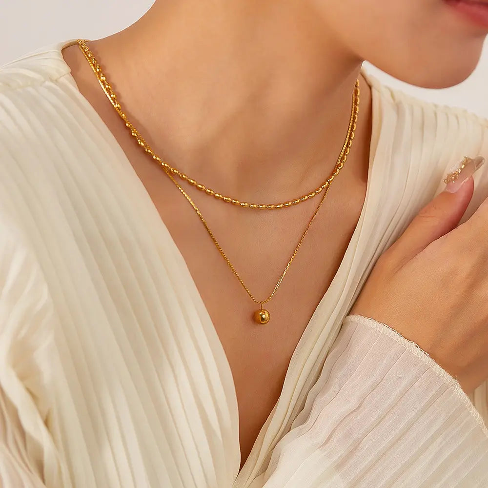 سنسال لؤلؤة الشمس مطلي بالذهب عيار 18